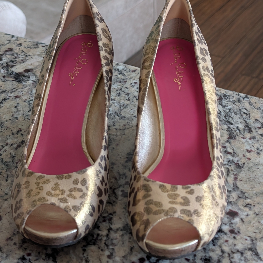 Lilly Pulitzer Leopard Print Resort Chic Wedge Sandal Sz 8.5 - Picture 3 of 14